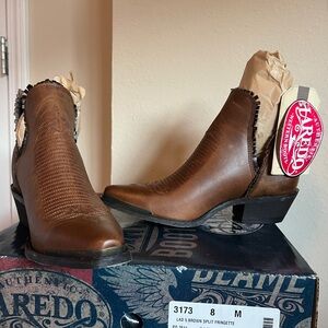 Laredo Women's Tan Split Fringe Ankle Boots